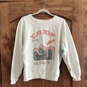 Distressed White Graphic Sweatshirt